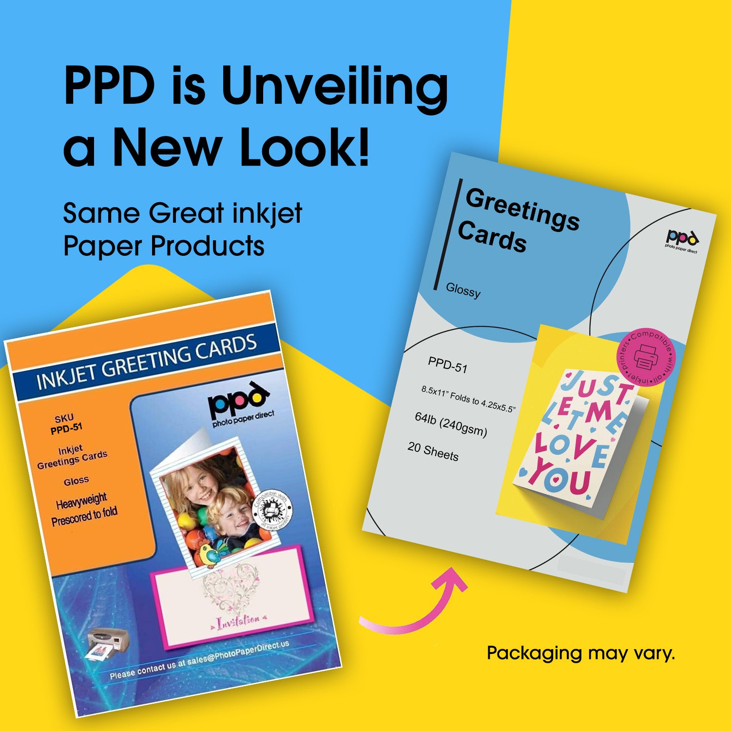 Inkjet Printable Greeting Cards Glossy 8.5 x 11" 64lb. 240gsm 10.9mil PPD-51