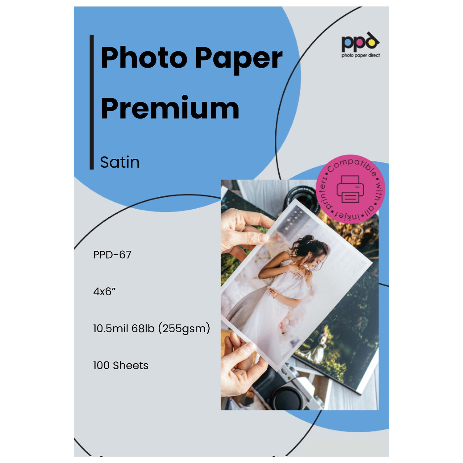 Inkjet Premium Photo Paper Satin 4 x 6" 68lb 255gsm 10.5mil PPD-67 ...