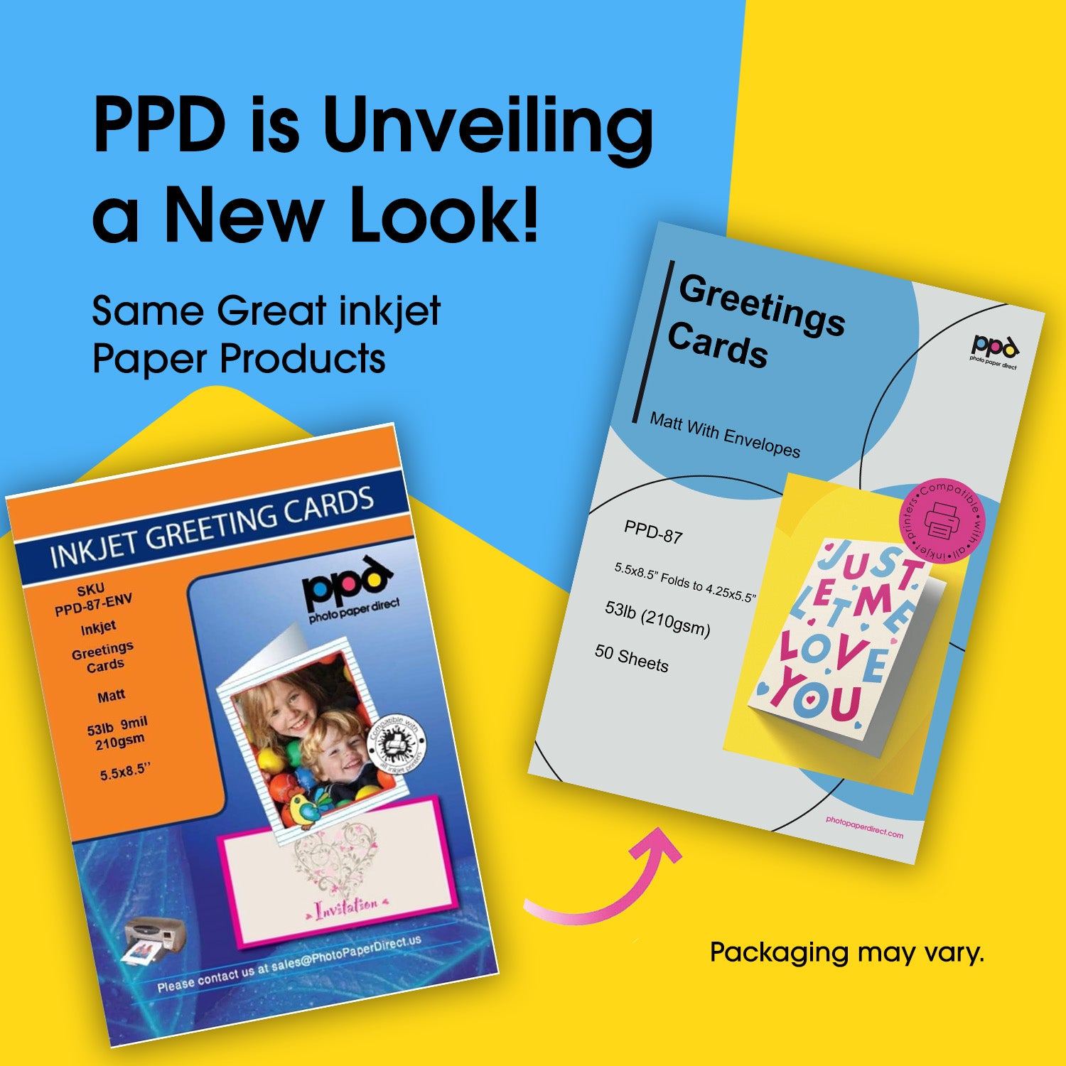 Inkjet Matte Printable Greeting Cards 5.5 x 8.5" 53lbs. 210gsm 9mil With Envelopes-50 Sheets PPD-87-ENV
