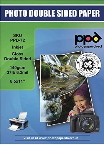 Inkjet Photo Quality Glossy Double Sided Brochure Paper 8.5 x 11" PPD-72