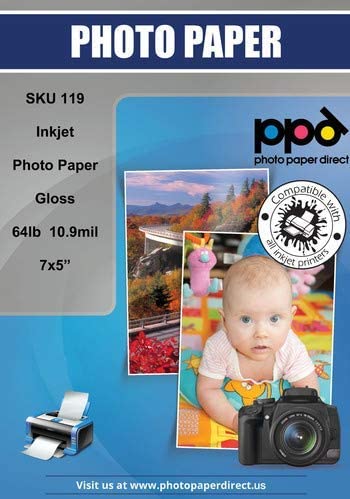 Inkjet Heavyweight Photo Paper Glossy 64lb. 240gsm 10.9mil 5 x 7" PPD-119
