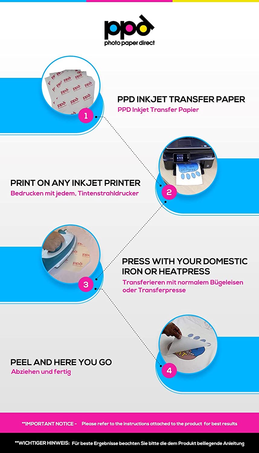 Inkjet Iron-On Light Transfer Paper 11 x 17" PPD-7