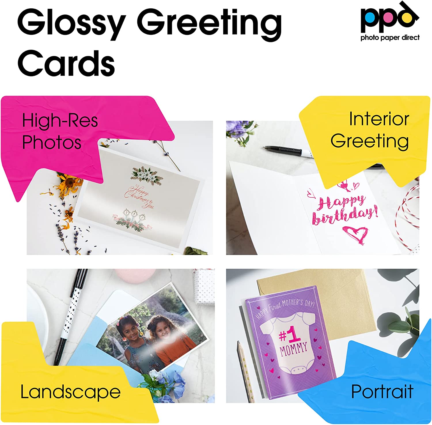 Inkjet Printable Greeting Cards Glossy 8.5 x 11" 64lb. 240gsm 10.9mil PPD-51