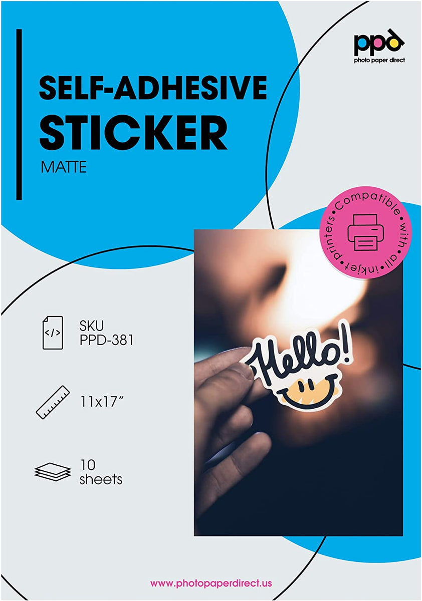 Inkjet Self Adhesive Sticker Matte 11 x 17” 4.7mil PPD381 PhotoPaperDirect US