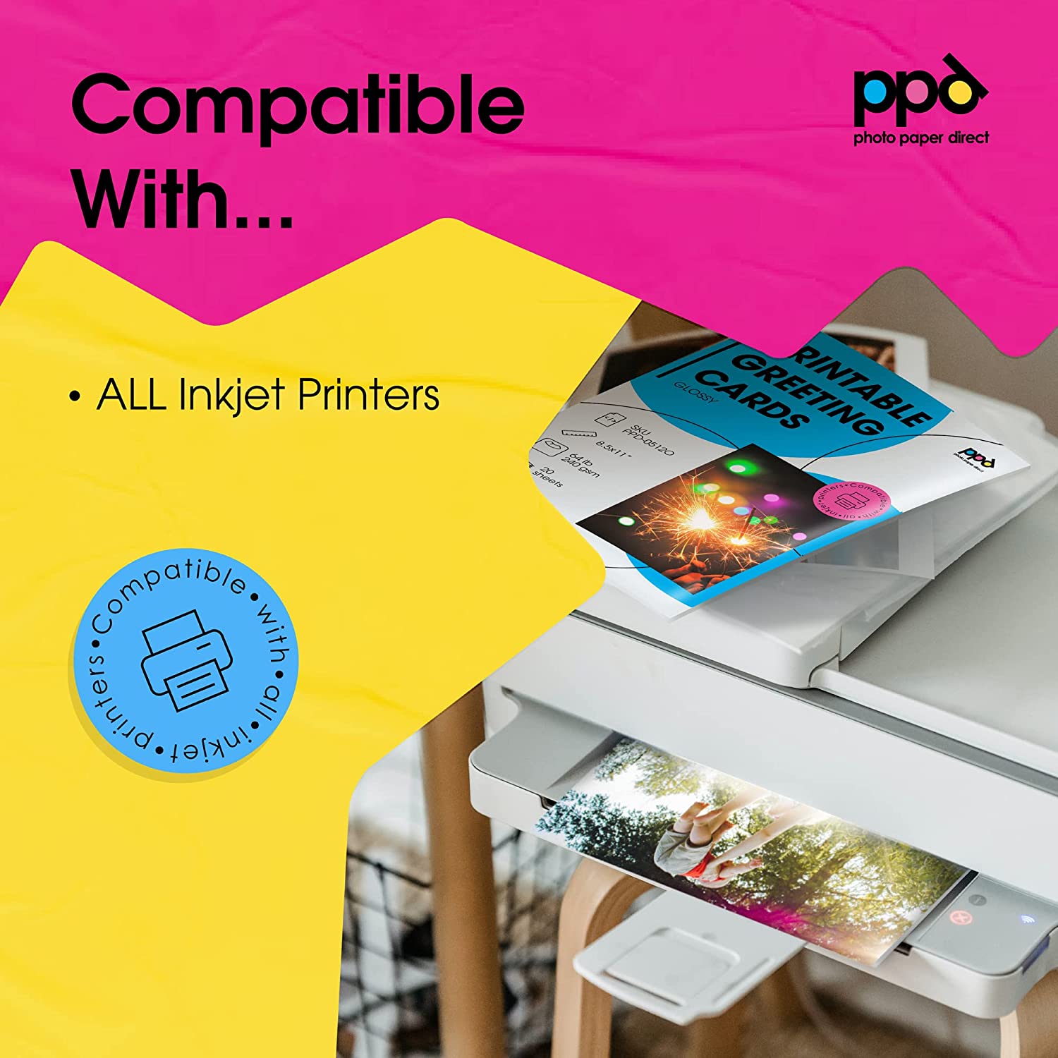 Inkjet Printable Greeting Cards Glossy 8.5 x 11" 64lb. 240gsm 10.9mil PPD-51