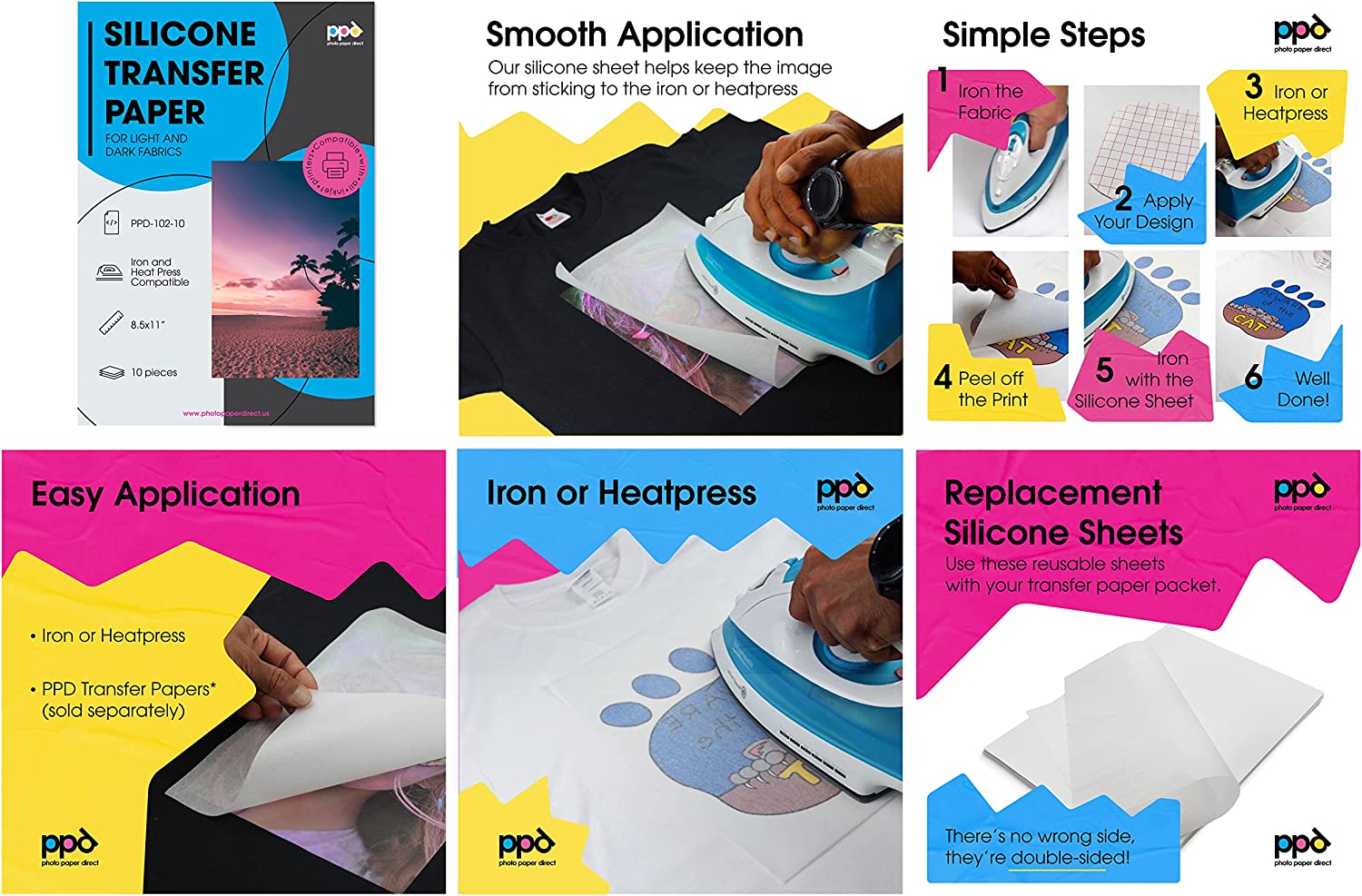 Silicone Papers for T Shirt Transfer Iron or Heat Press PPD-102