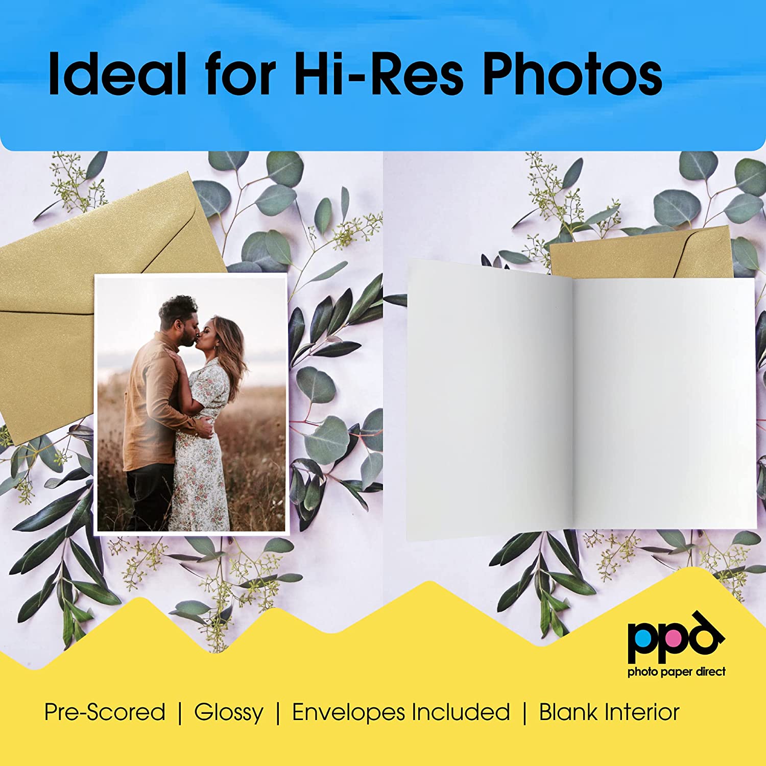 Inkjet Printable Greeting Cards Glossy 8.5 x 11" 64lb. 240gsm 10.9mil PPD-51