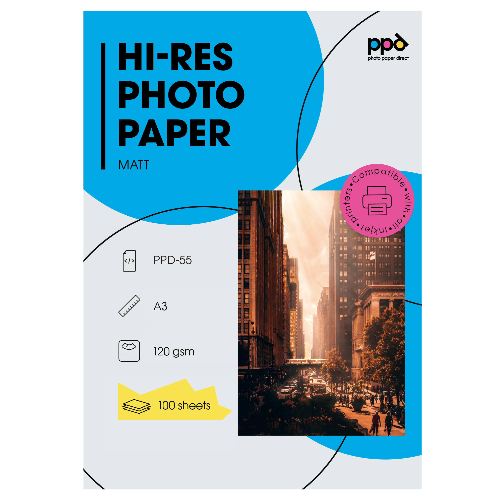 Inkjet High Resolution Matte Paper 49lb 180gsm 11 x 17" PPD-55
