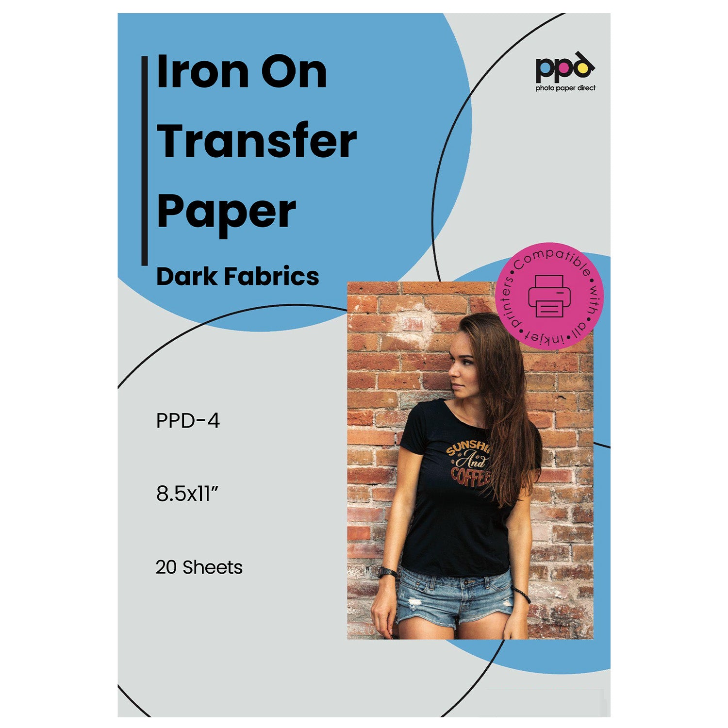 PPD Inkjet Iron-On Dark Transfer Paper 8.5 x 11" PPD-4