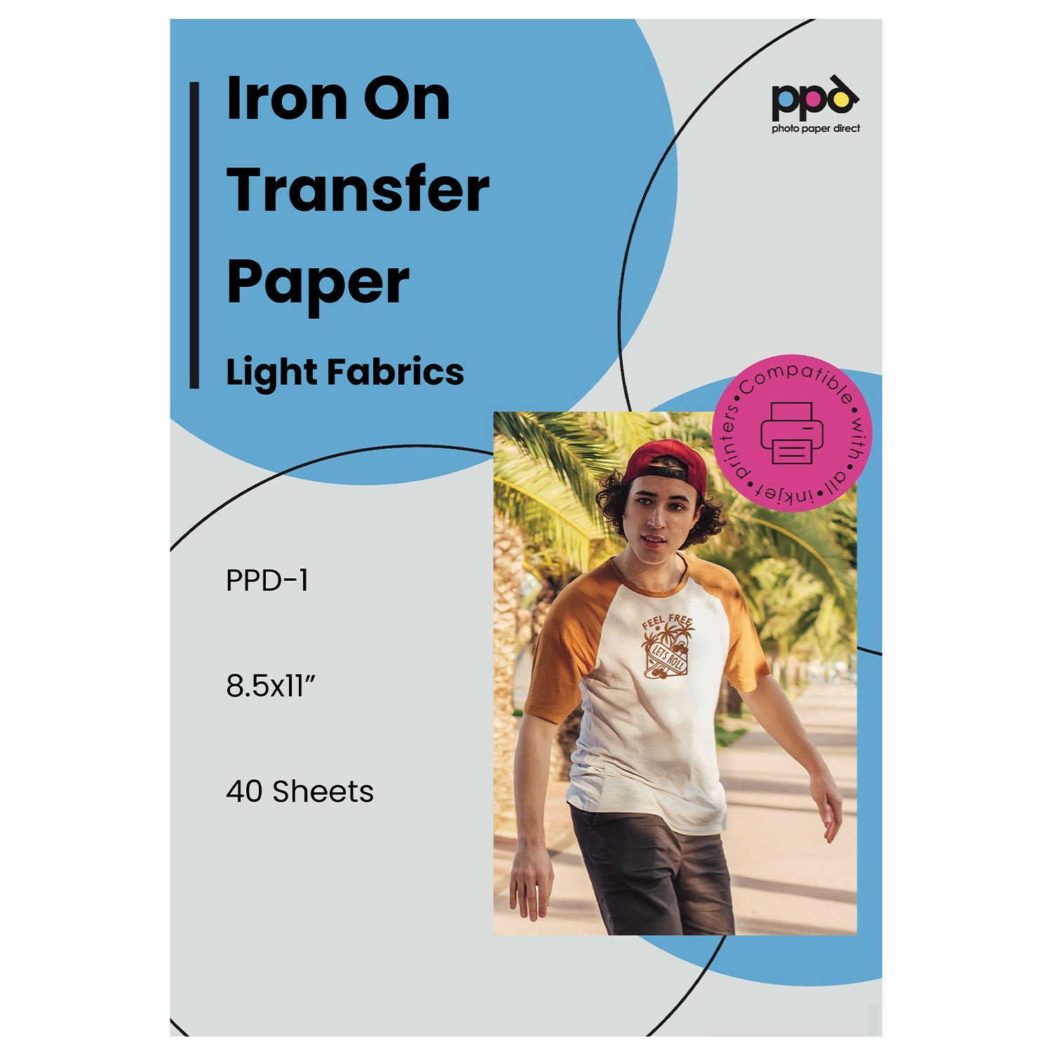 Inkjet Iron-On Light Transfer Paper 8.5 x 11" PPD-1