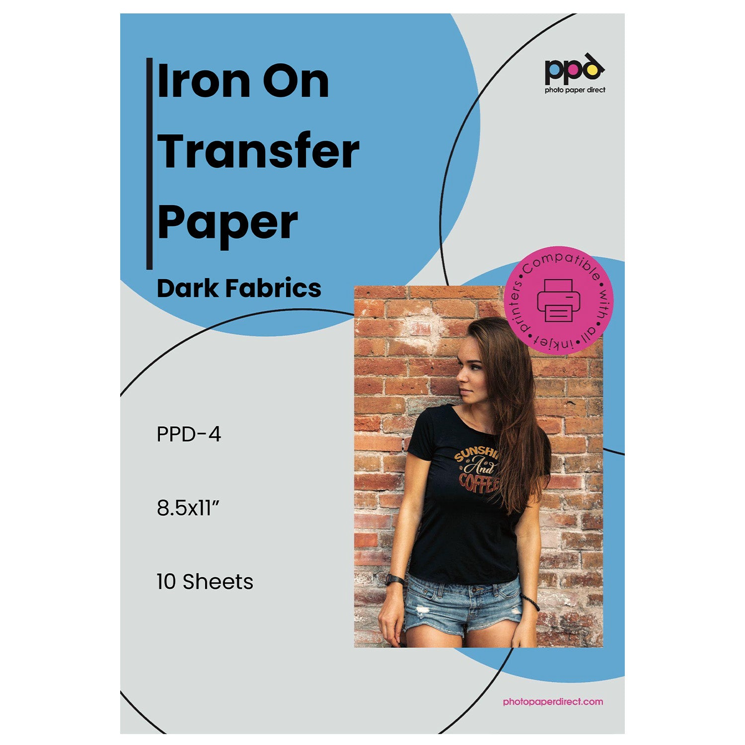 PPD Inkjet Iron-On Dark Transfer Paper 8.5 x 11" PPD-4