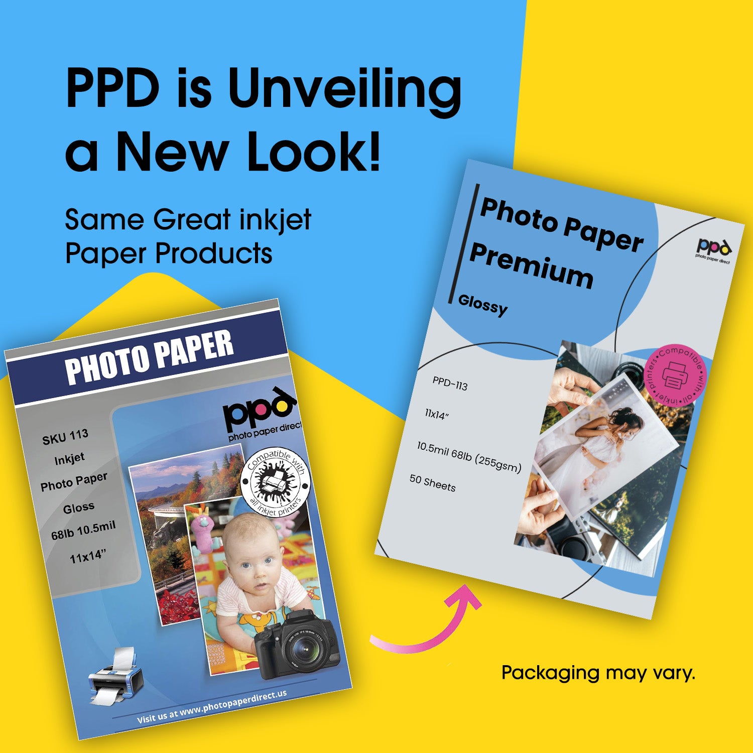 Inkjet Premium Photo Paper Glossy 68lb. 255gsm 10.5mil 11 x 14" PPD-113