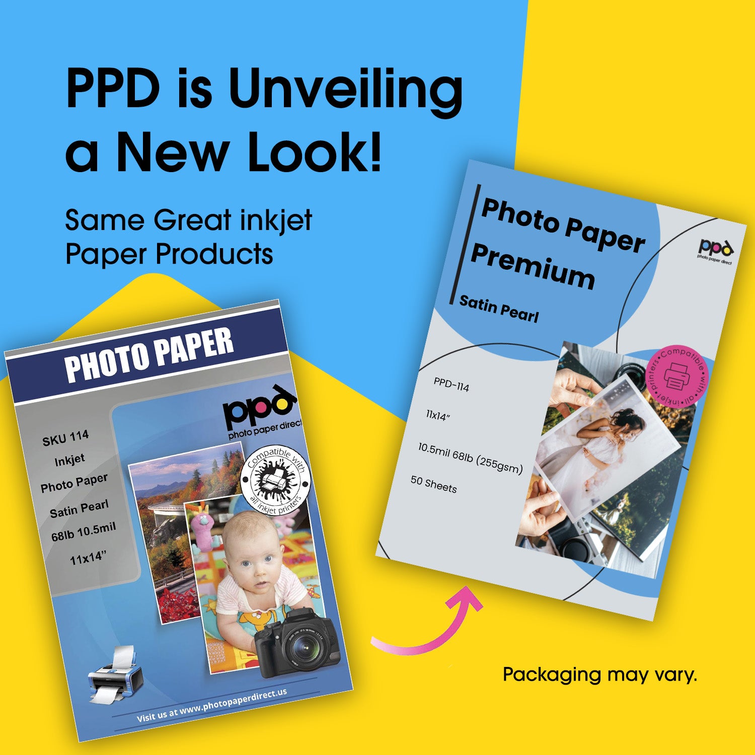 Inkjet Premium Photo Paper Satin 11 x 14" 68lb. 255gsm 10.5mil PPD-114