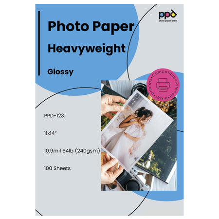 PPD Inkjet Heavyweight Photo Paper Glossy 64lb. 240gsm 10.9mil 11 x 14" PPD-27