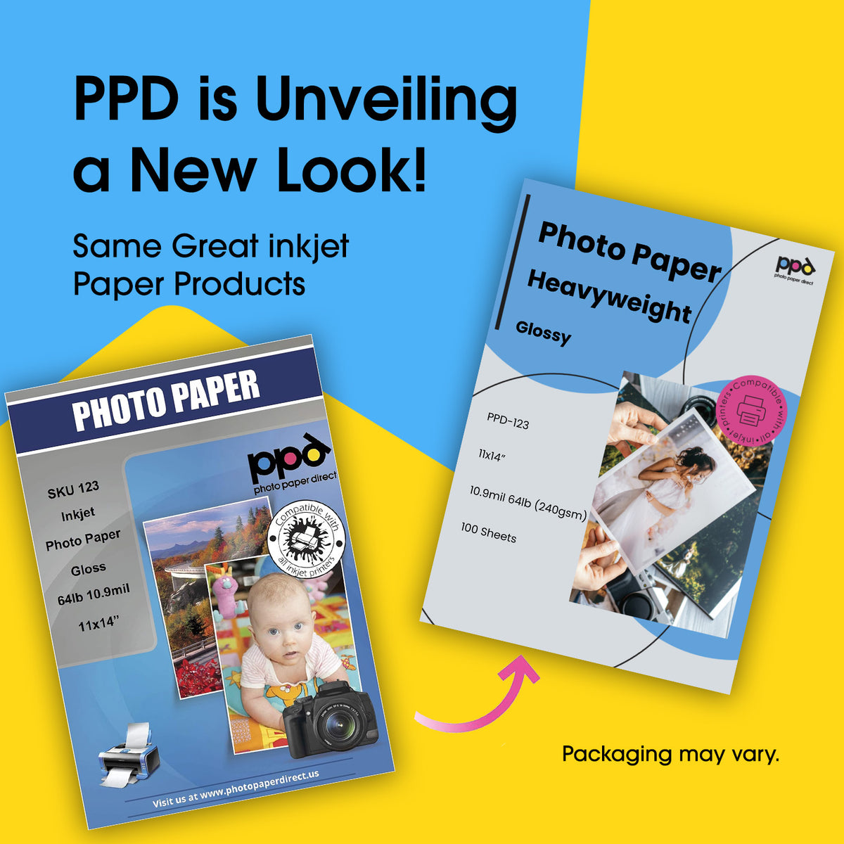 PPD Inkjet Heavyweight Photo Paper Glossy 64lb. 240gsm 10.9mil 11 x 14 ...