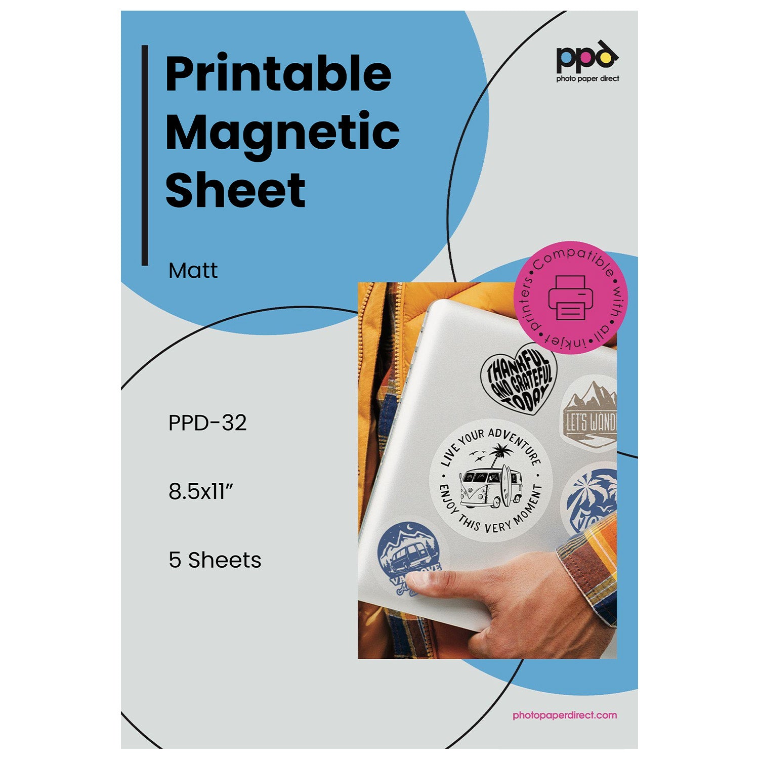 PPD Inkjet Photo Magnetic Printable Matte Sheet LTR 8.5x11" PPD-32