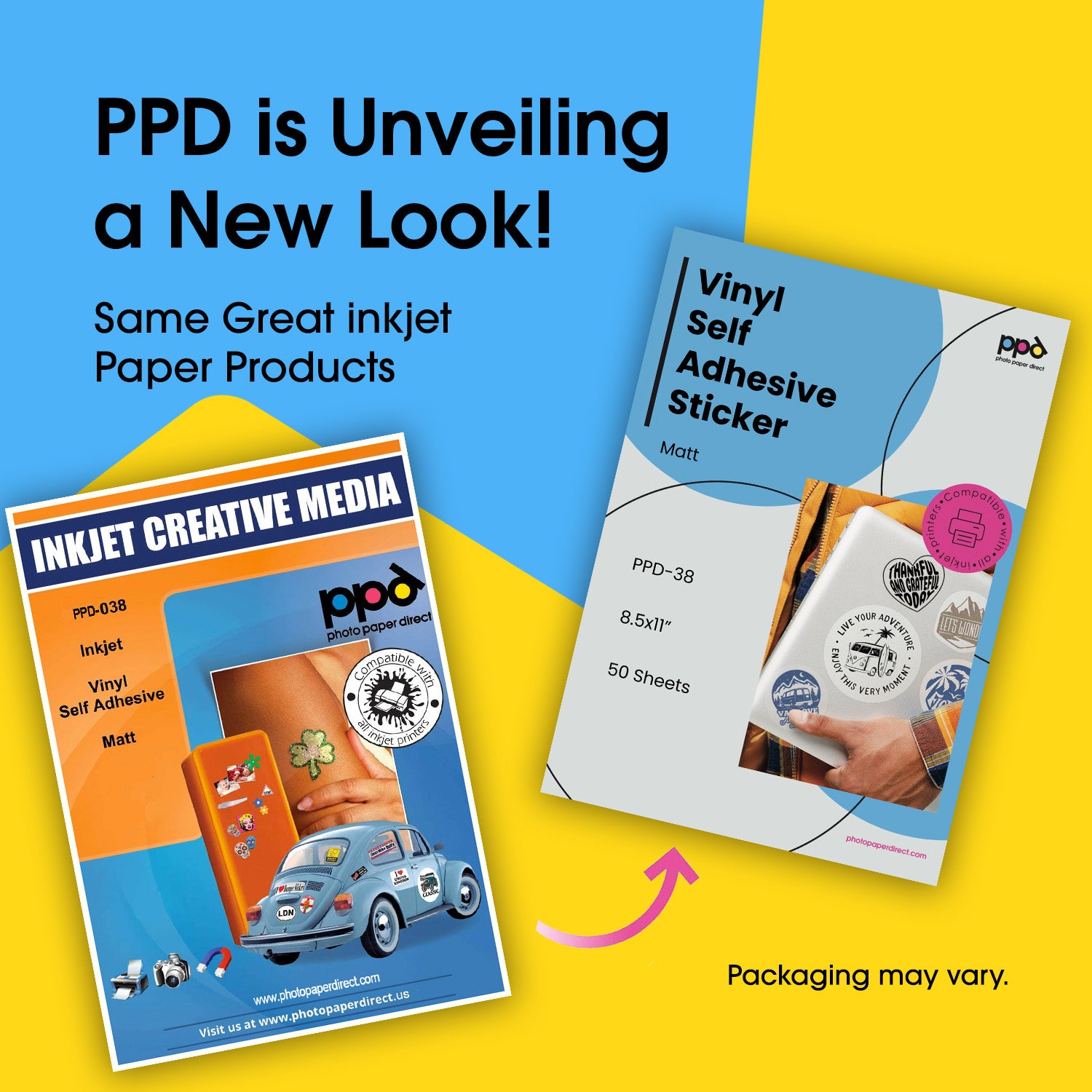 Inkjet Vinyl Self-Adhesive Matte 4.1mil 8.5 x 11" PPD-38