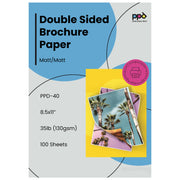 Inkjet Brochure Paper Double Sided Smooth Matte Finish 35lb. 130gsm 6.3mil 8.5 x 11" PPD-40