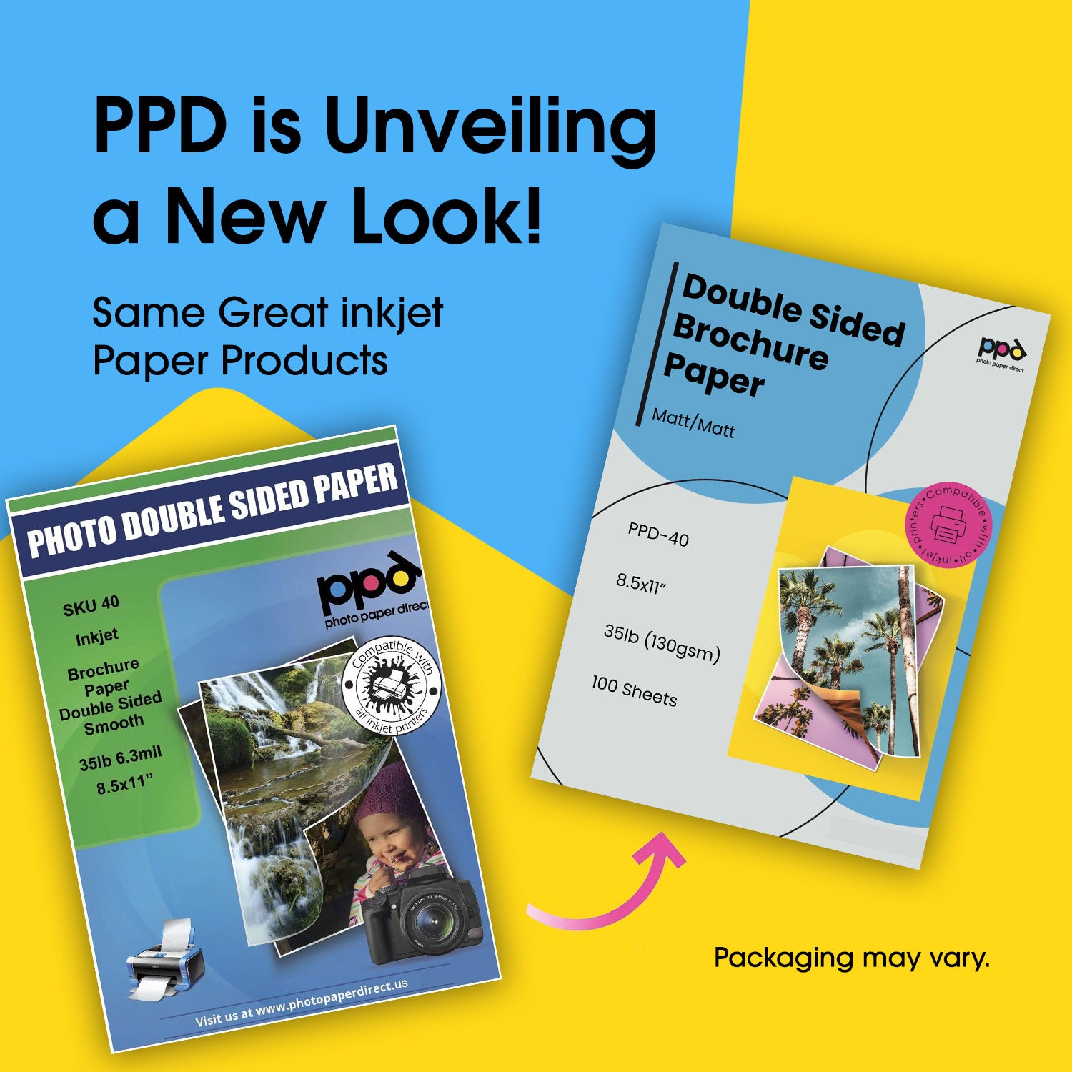 Inkjet Brochure Paper Double Sided Smooth Matte Finish 35lb. 130gsm 6.3mil 8.5 x 11" PPD-40