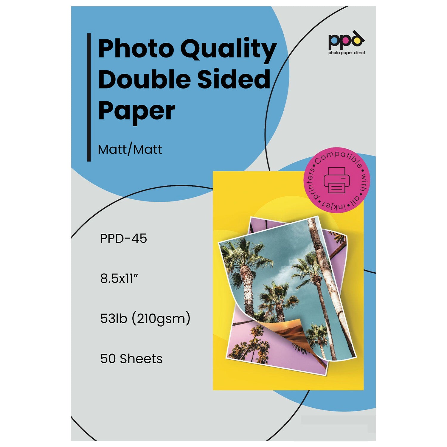 Inkjet Heavyweight Matte Paper Double Sided 8.5 x 11" 53lb. 210gsm 9mil PPD-48