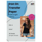 Inkjet Iron-On Mixed Light and Dark Transfer Paper 8.5 x 11" Pack of 40 Sheets PPD-5
