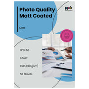 Inkjet Matte Photo Paper Heavy Weight LTR 8.5 x 11 49lbs 180gsm 9.5mil 100 Sheets PPD-56