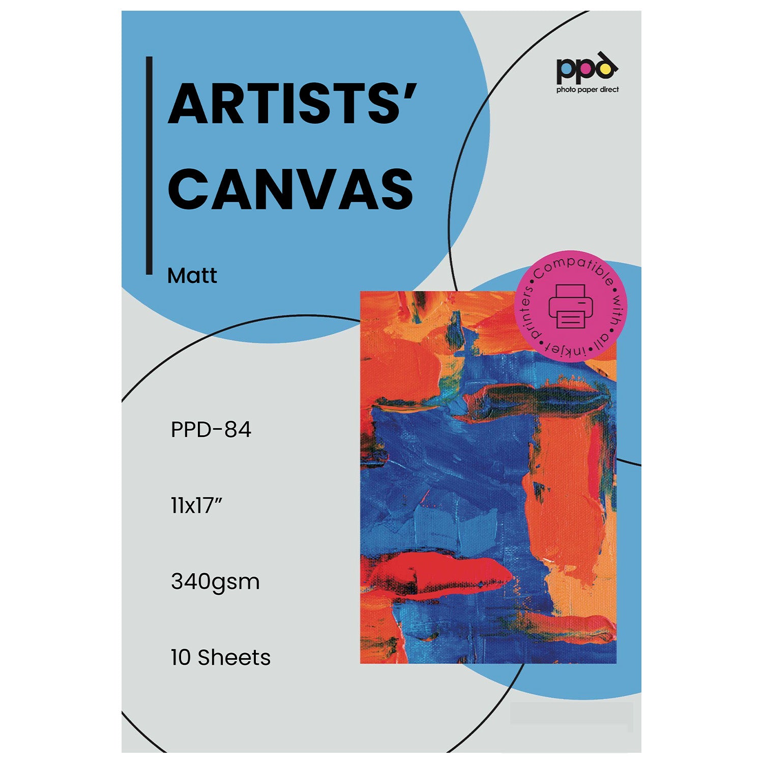 Inkjet Printable Canvas 100% Real Cotton Matte 11x17"125lb 340g 17mil PPD-84