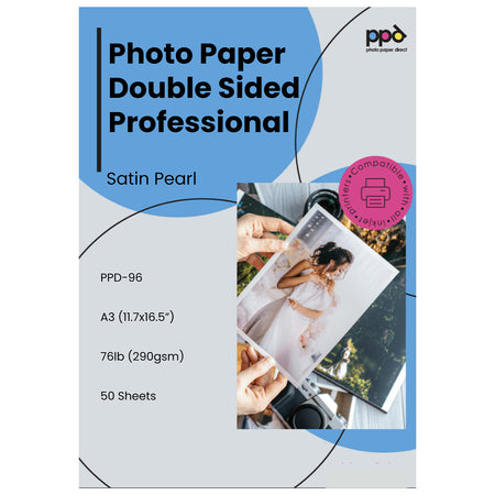 Inkjet Premium Photo Paper Pearl Double Sided 70lb. 290gsm 10.7mil 11.7 x 16.5" (A3) PPD-96
