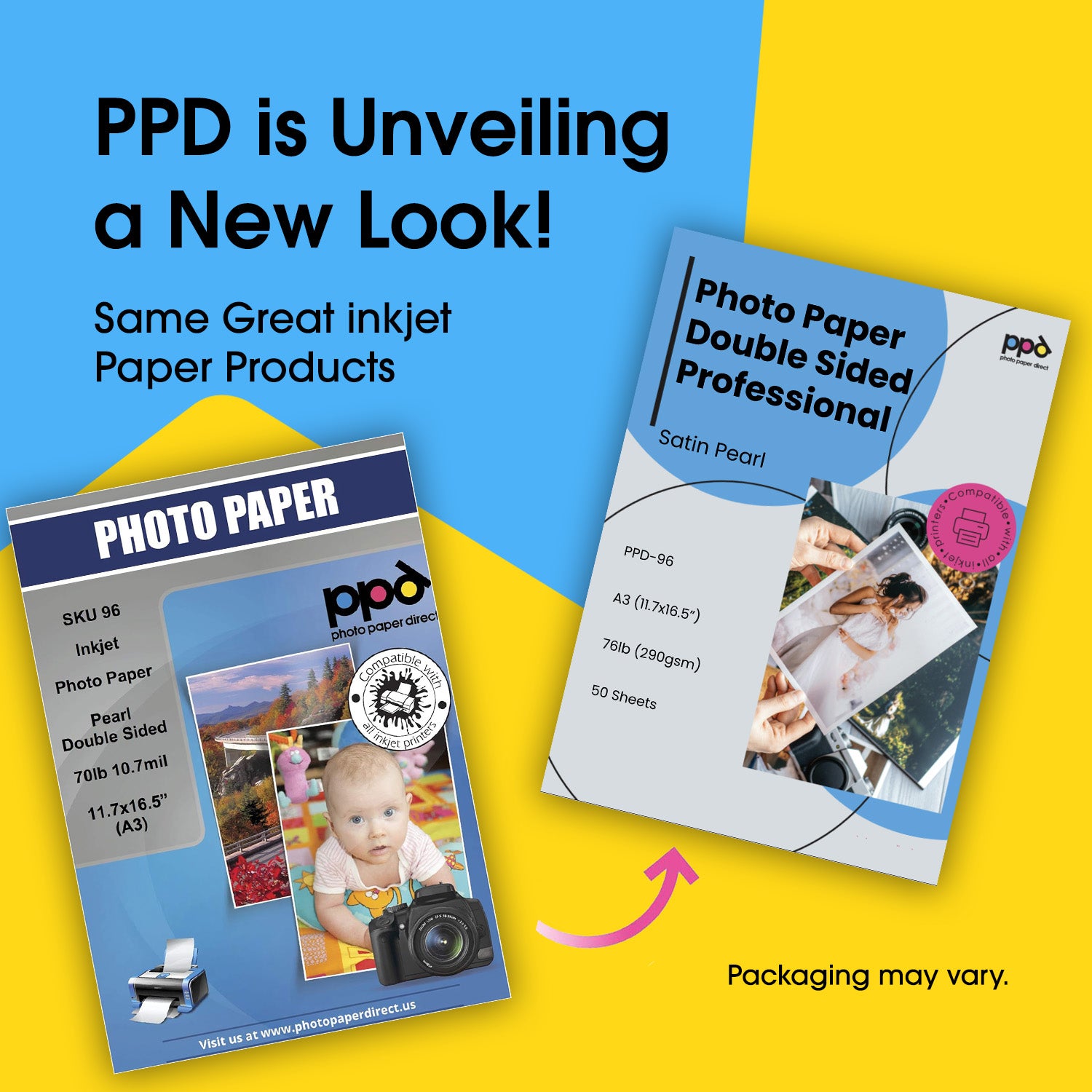 Inkjet Premium Photo Paper Pearl Double Sided 70lb. 290gsm 10.7mil 11.7 x 16.5" (A3) PPD-96