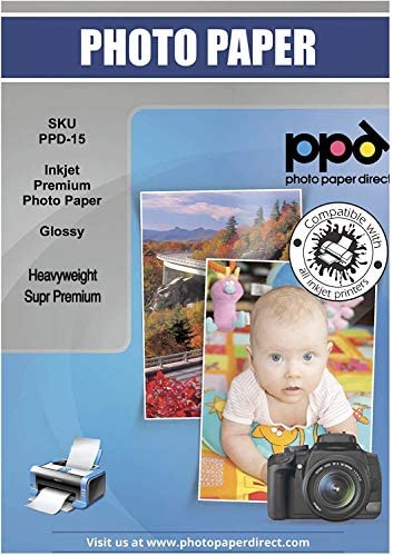 PPD Inkjet Premium Photo Paper Glossy 8.5 x 11" 68lb. 255gsm 10.5mil PPD-15