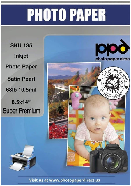 PPD Inkjet Premium Photo Paper Satin 8.5 x 14" 68lb. 255gsm 10.5mil PPD-135