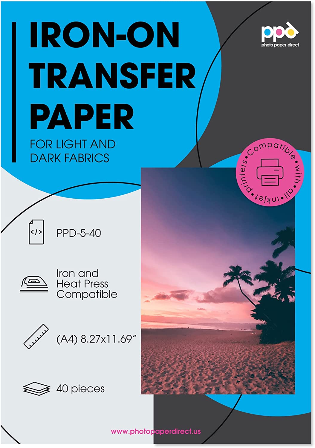 Light Heat Transfer Paper  Iron on Transfer Paper 8.5 X 11 20