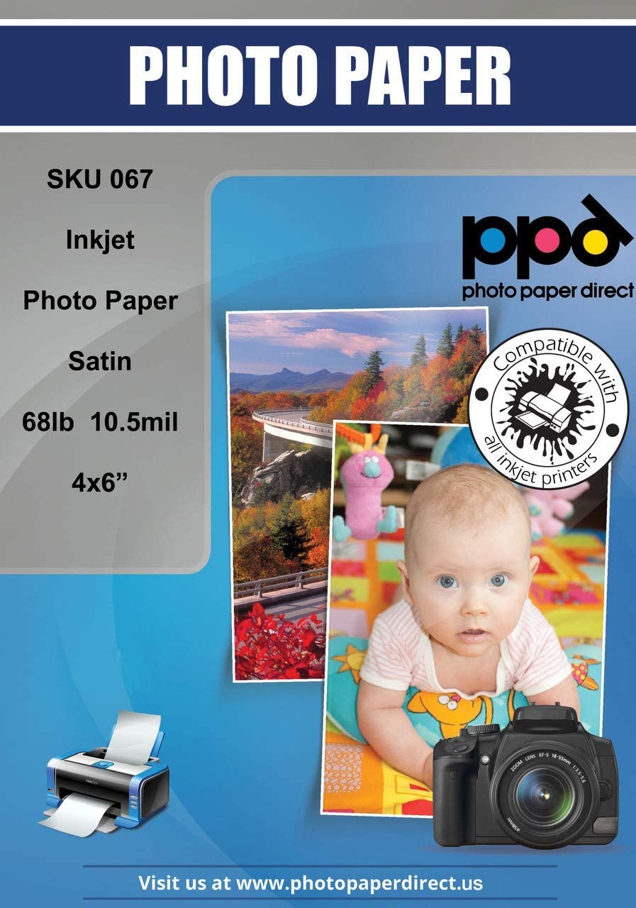 Inkjet Premium Photo Paper Satin 4 x 6" 68lb 255gsm 10.5mil PPD-67