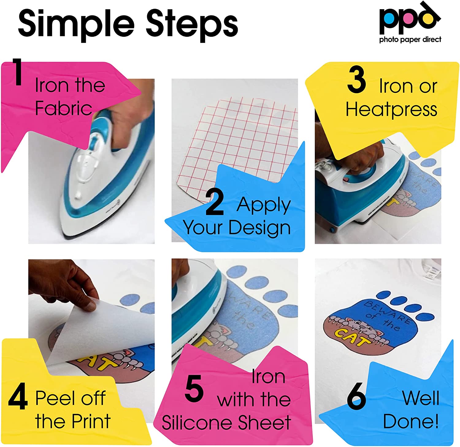 Inkjet Iron-On Light Transfer Paper 8.5 x 11" PPD-1