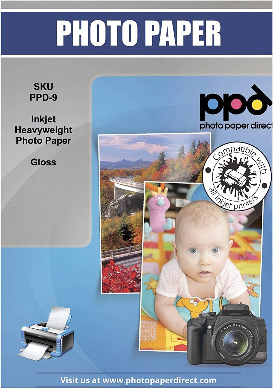 Inkjet Heavyweight Photo Paper Glossy 64lb. 240gsm 10.9mil 11 x 17" PPD-9