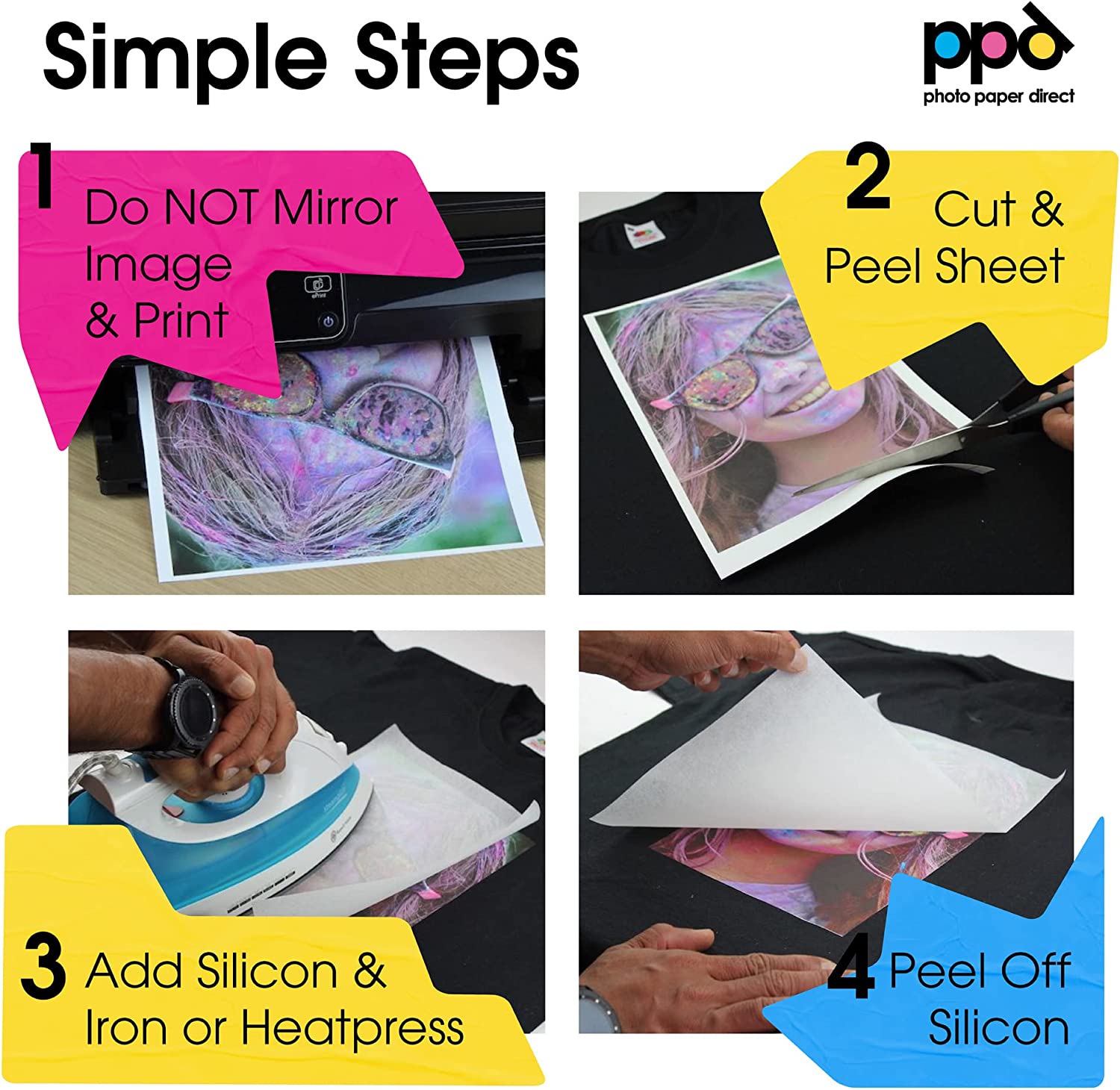PPD Inkjet Iron-On Dark Transfer Paper 8.5 x 11" PPD-4