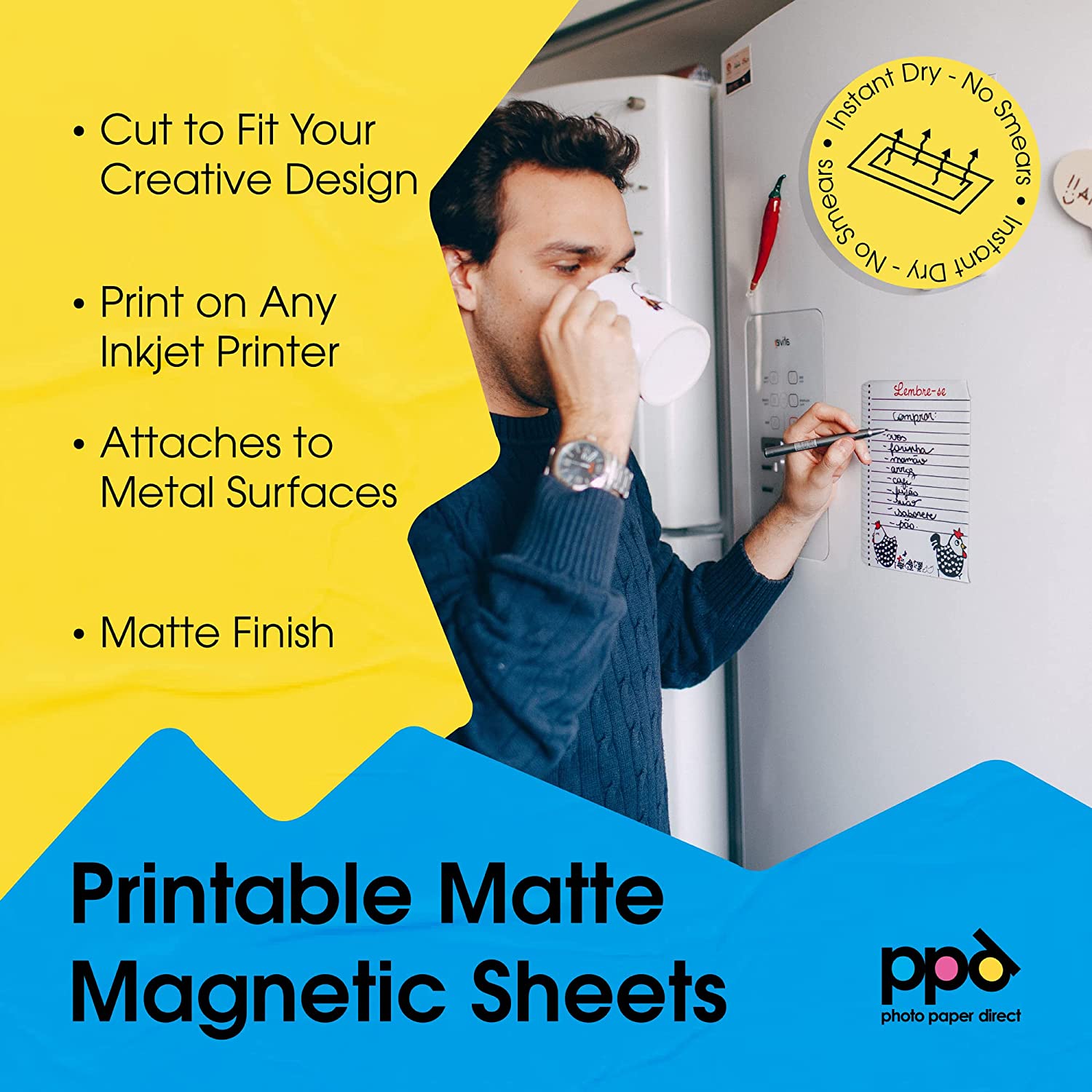 PPD 10 Sheets Printable Inkjet Magnetic Sheets Glossy Finish Premium 13mil Thick Photo Paper Quality, Instant Dry and Water-Resistant 8.5x11 (PPD-31